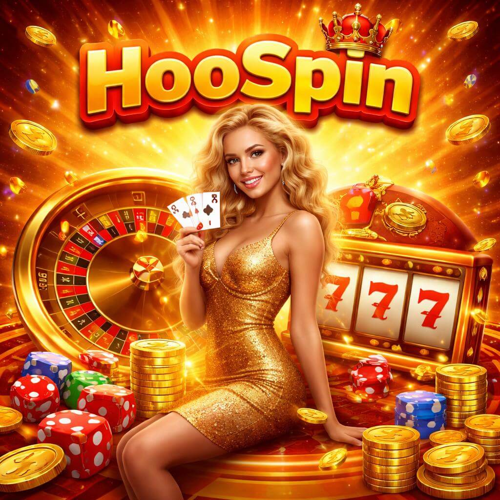 HooSpin casino site presenting a dynamic mix of reels, jackpots, and live entertainment